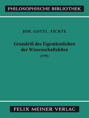cover image of Grundriss des Eigentümlichen der Wissenschaftslehre